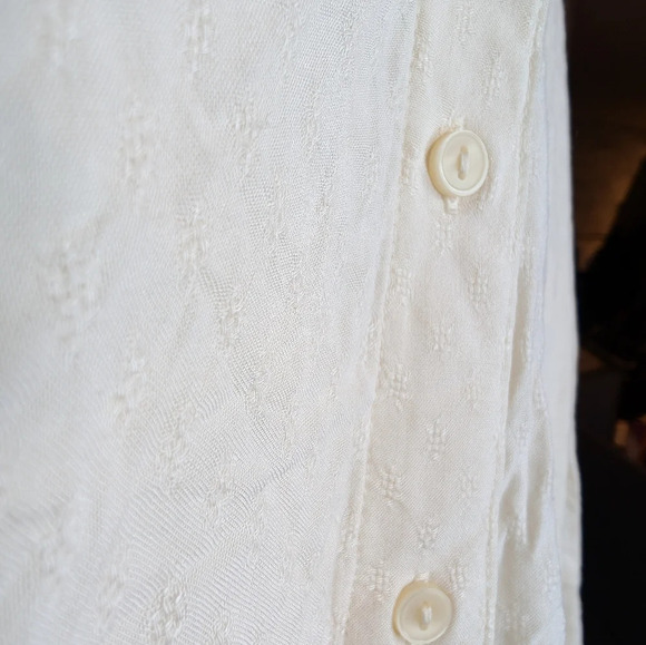 NWT Worthington Creamy White Button Neck  Long Sleeve Peasant Office Blouse M - Picture 9 of 9